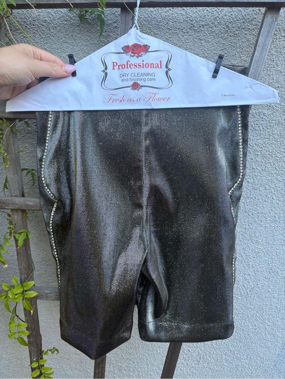 AREA Metallic Graphite Embellished Biker Shorts Silver Small - Picture 6 of 8